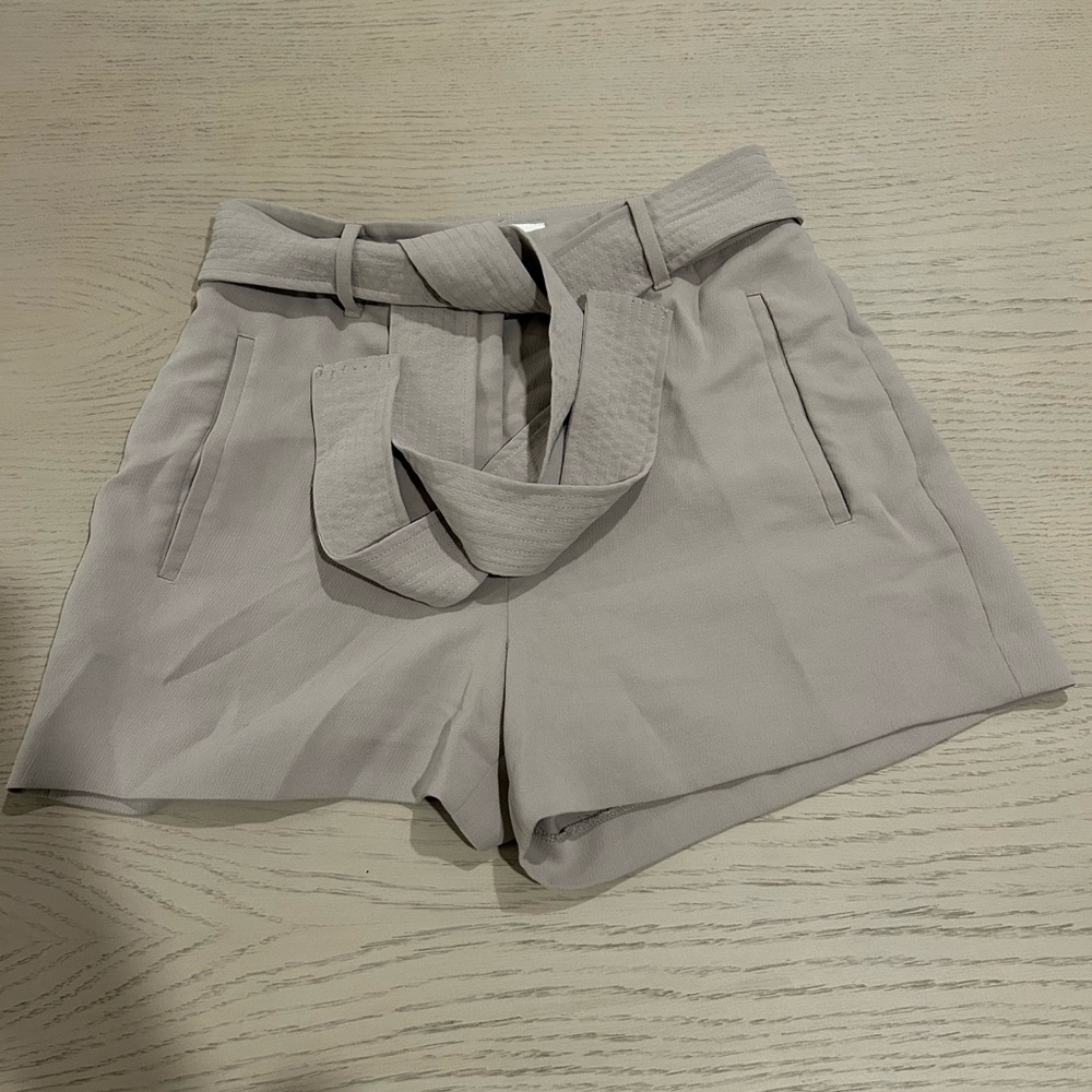Wilfred Taupe High Waist Belted Shorts